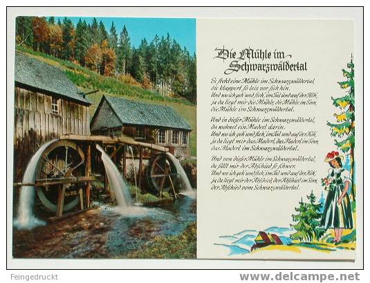 D 1635 - Wassermühle Im Schwarzwald. Liedkarte Von 1982 - Moulins à Eau