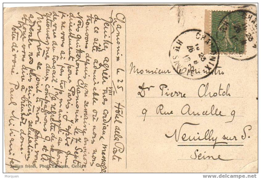 Tarjeta Postal CHAMONIX 1918 - Storia Postale