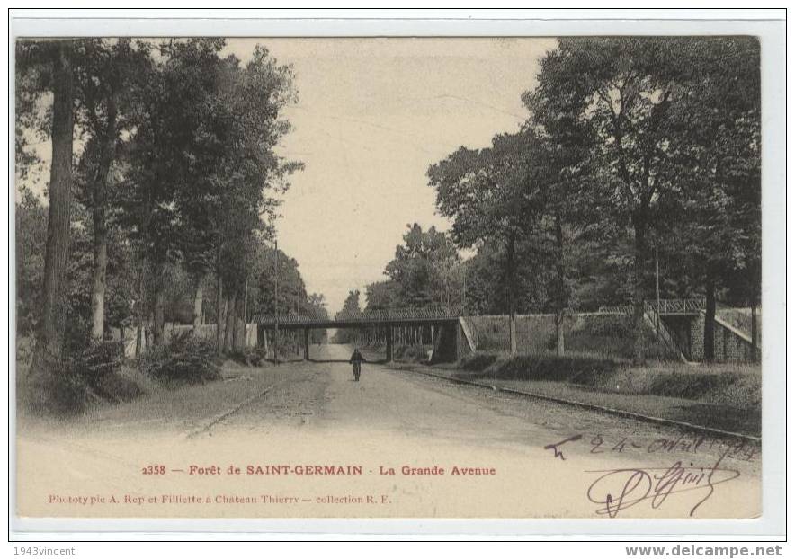 C 963 - Foret De SAINT GERMAIN - La Grande Avenue - Belle CPA Animée 1904 - Trés Rare - - St. Germain En Laye (Kasteel)