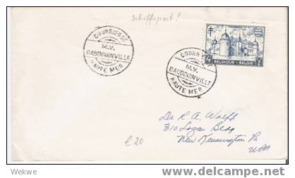 B178 /  BELGIEN - Schiffspost M.V. Baubouinville – Frankiert Mit Tuberkulosemarke 4 Fr 1951 – USA - Briefe U. Dokumente