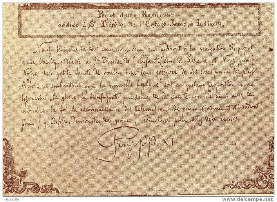 LISIEUX--Carte De Souscription Pour La Basilque De Lisieux--RECTO--VERSO Et Zoom Du VERSO - Lisieux