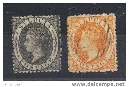 ST. LUCIA, 2 STAMPS ISSUE 1864 F/VF UNUSED/USED - St.Lucia (...-1978)