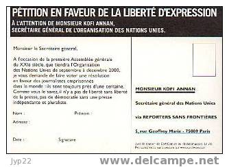 Jolie CP Chaînes Au Pieds Reporters Sans Frontières Liberté D'Expression Journalisme Pétition Pour Kofi Annan - Philosophie