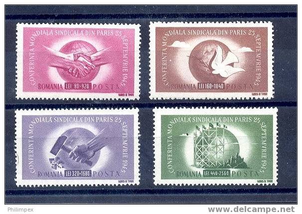 ROMANIA, UNION CONGRESS 1945, NEVER HINGED SET **! - Neufs