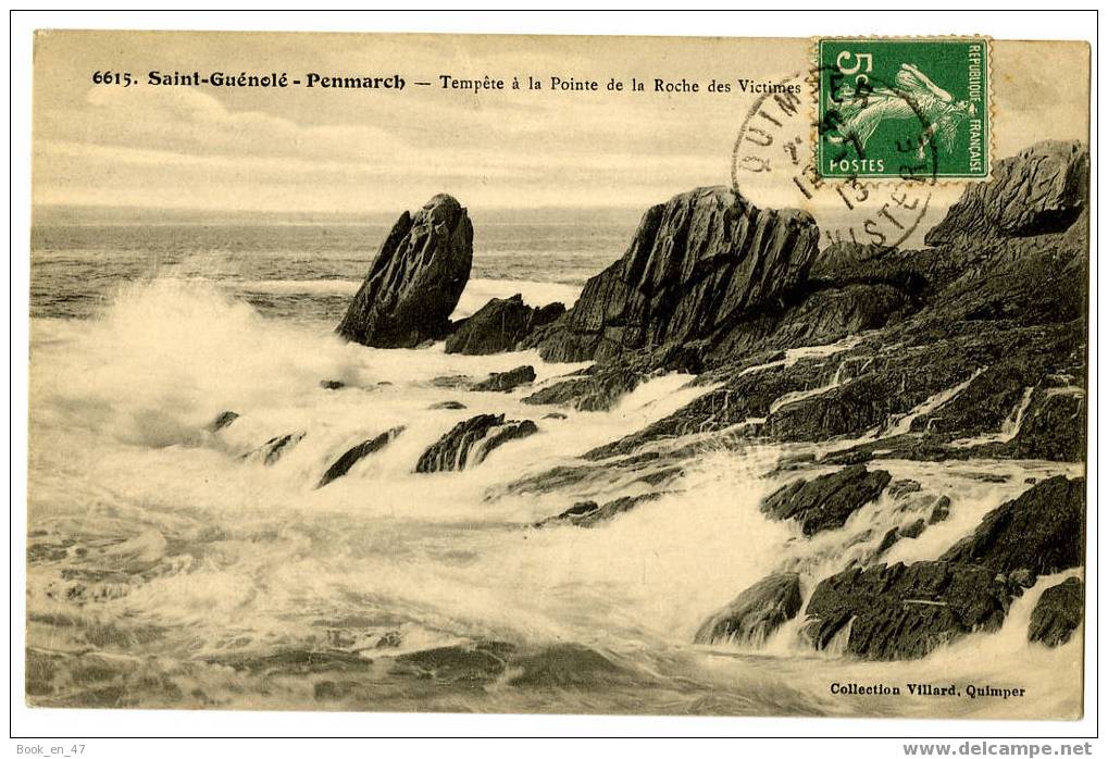 {28342} 29 Finistère Saint Guénolé Penmarch , Tempête à La Pointe De La Roche Des Victimes . Circulée En 1913 - Penmarch