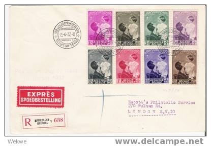 Belgien XX007 / ,  1937 Astrid-Fond, FDC Als Express-Einschreiben Nach London - Briefe U. Dokumente
