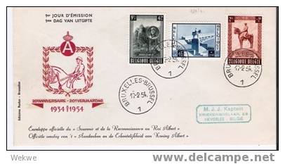 Belgien XX010 / , Nationaldenkmal,  1954  König Albert Auf Illustriertem FDC - 1951-1960