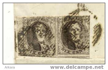 Lettre De Liege (24/04/1855) Avec Paire Du 10C + Bord De Feuille Vers Wellin - 1849-1865 Medaillen (Sonstige)