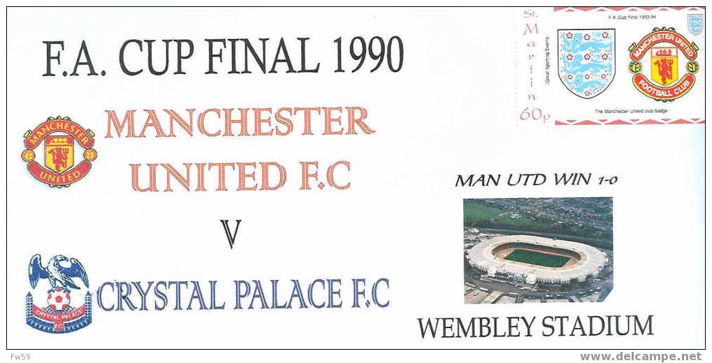 FOOTBALL SOUVENIR PHILATHELIQUE FINALE DE LA COUPE FA 1990 MATCH   MANCHESTER UNITED   CRYSTAL PALACE - Otros & Sin Clasificación