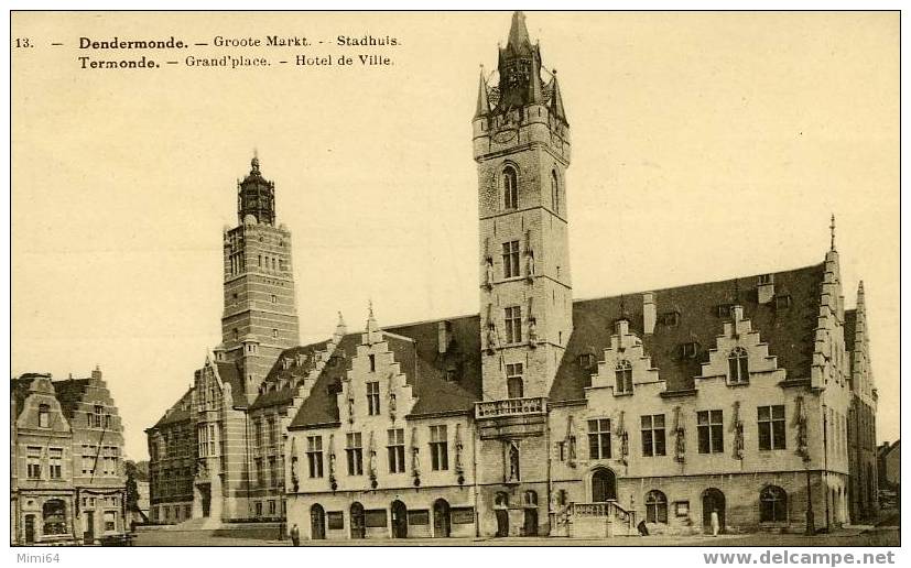 BELGIQUE -  TERMONDE .- Grand'place - Hotel De Ville - Dendermonde