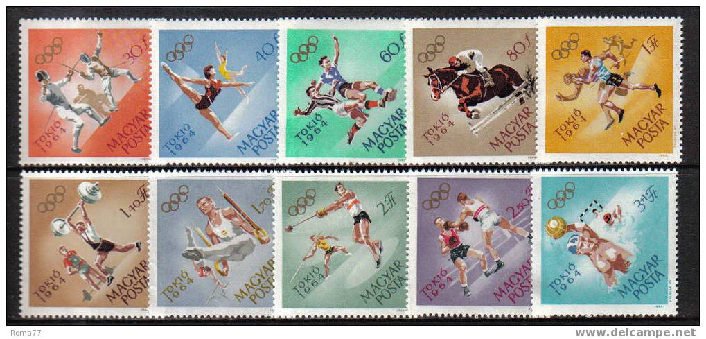 4 - UNGHERIA , OLIMPIADI DI TOKYO 1964 : N. 1649/1658 *** - Summer 1964: Tokyo