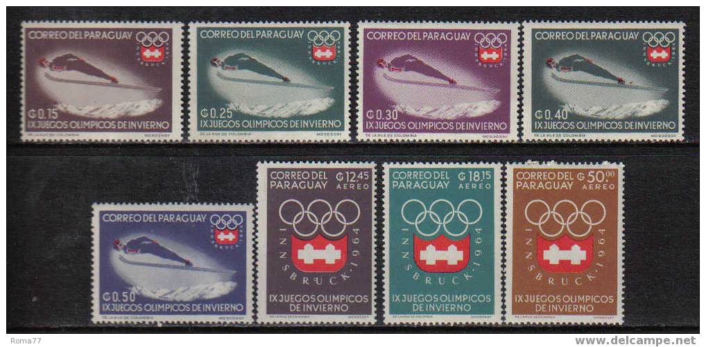 9 - PARAGUAY , OLIMPIADI INVERNALI 1964 :  N. 737/741 + P.A. *** - Winter 1964: Innsbruck