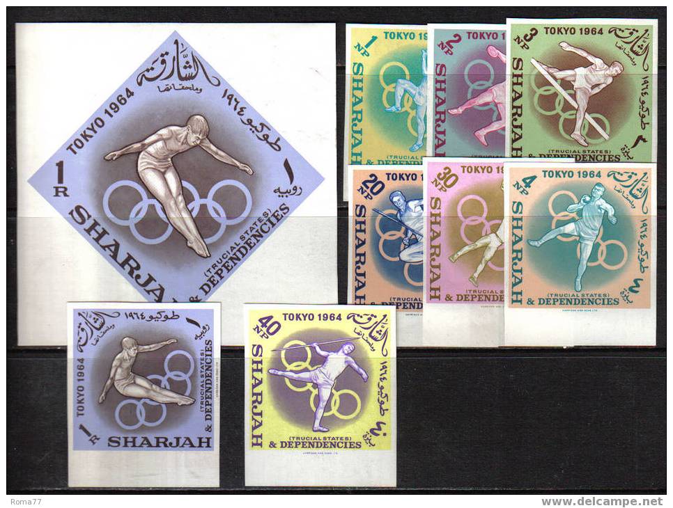 24 - SHARJAH , OLIMPIADI 1964 :  N. 46/53 + B.F. 5   *** - Summer 1964: Tokyo