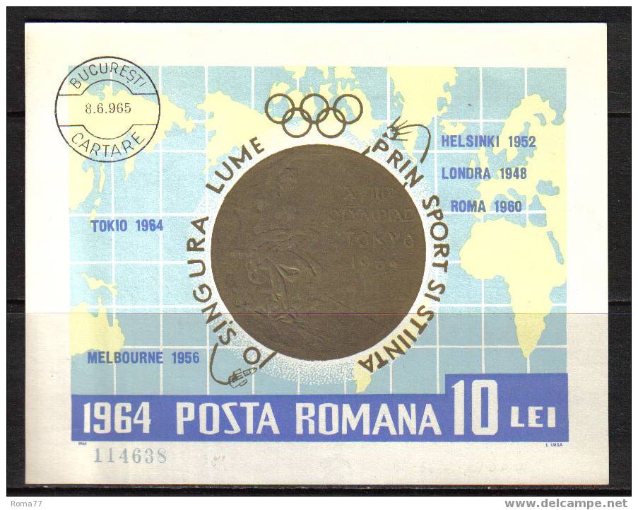 35 - ROMANIA , OLIMPIADI ROMA 1964 : B.F.  USATO - Ete 1964: Tokyo