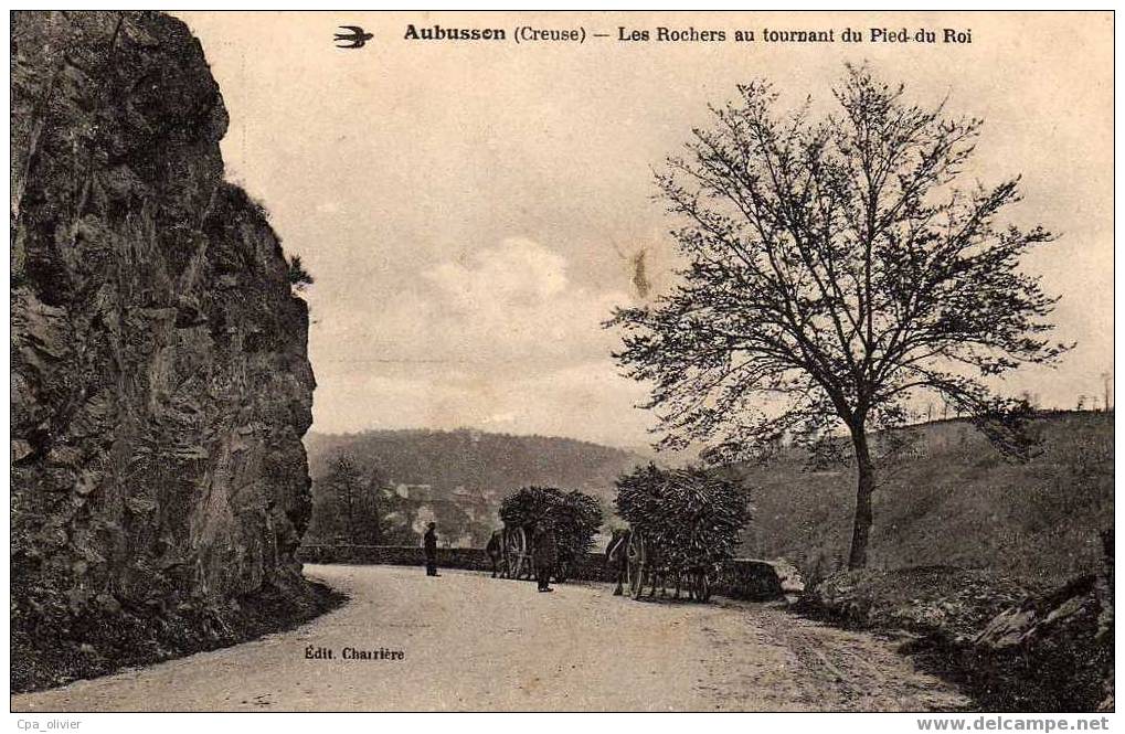 23 AUBUSSON Rochers Au Tournant Du Pied Du Roi, Animée, Transport De Bois, Métier, Ed Charrière, 1926 - Aubusson