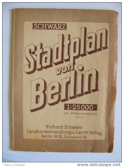 STADTPLAN VON BERLIN   :: 1 : 25.000  ::   RICHARD SCHWARTZ  VON  1948  >>  MIT ZONENEINTEILUNG * * * - Sonstige & Ohne Zuordnung