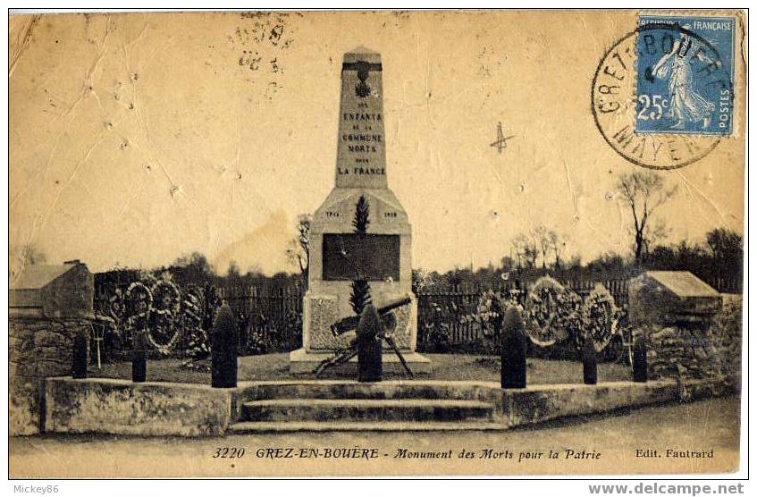 GREZ EN BOUERE ---19??---Monument Aux Morts Pour La Patrie N°3220 Par éd FAUTRARD - Crez En Bouere