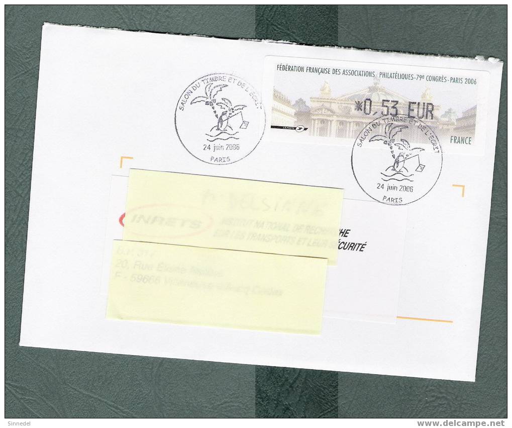 COURRIER  AVEC VIGNETTE 0.53 € TYPE DIJON  DU SALON DU TIMBRE OBLITERATION DU  24 JIN 2006 - 1999-2009 Illustrated Franking Labels