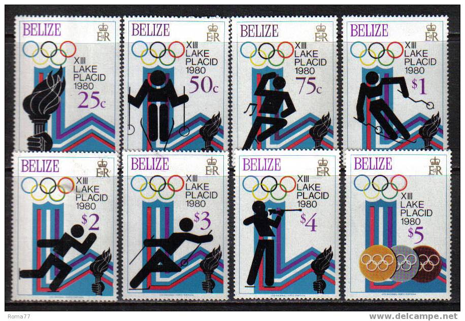 MB137 - BELIZE , OLIMPIADI INVERNALI 1980 : N. 487/494  *** - Winter 1980: Lake Placid