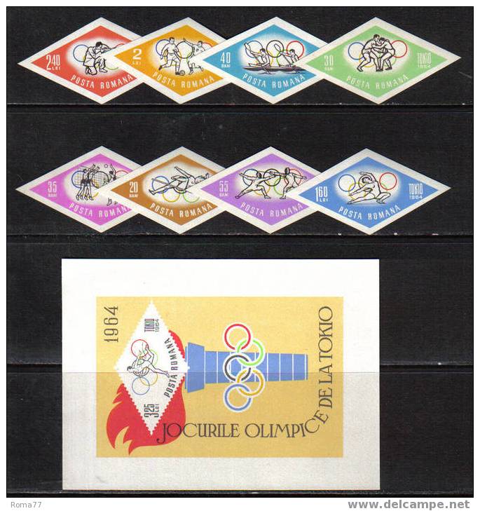 MB189 - ROMANIA , OLIMPIADI TOKYO 1964 : SERIE NON DENTELLATA + BF N. 58  *** - Ete 1964: Tokyo