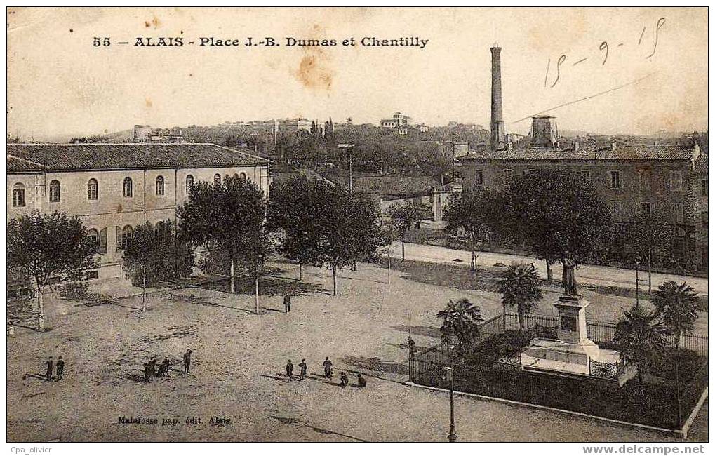 30 ALES ALAIS Place JB Dumas Et Chantilly, Cachet "Dépot De Passage Des 4 Et 8ème Tirailleurs", Ed Malafosse 55, 1915 - Alès