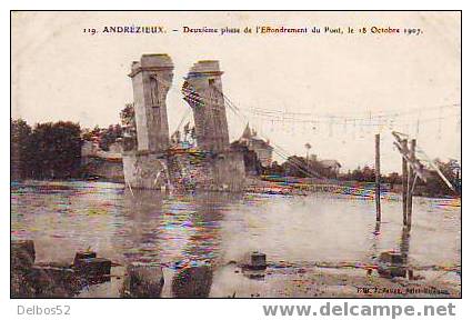 119 - ANDREZIEUX - Deuxième Phase De L'effondrement Du Pont, Le 18 Octobre 1907 - Andrézieux-Bouthéon