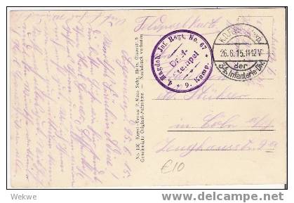 Bb026 / Deutsche Feldpost Auf Ansichtskarte Von BINARVILLE, 1915 Nach Der Schlacht - Feldpost (franchigia Postale)