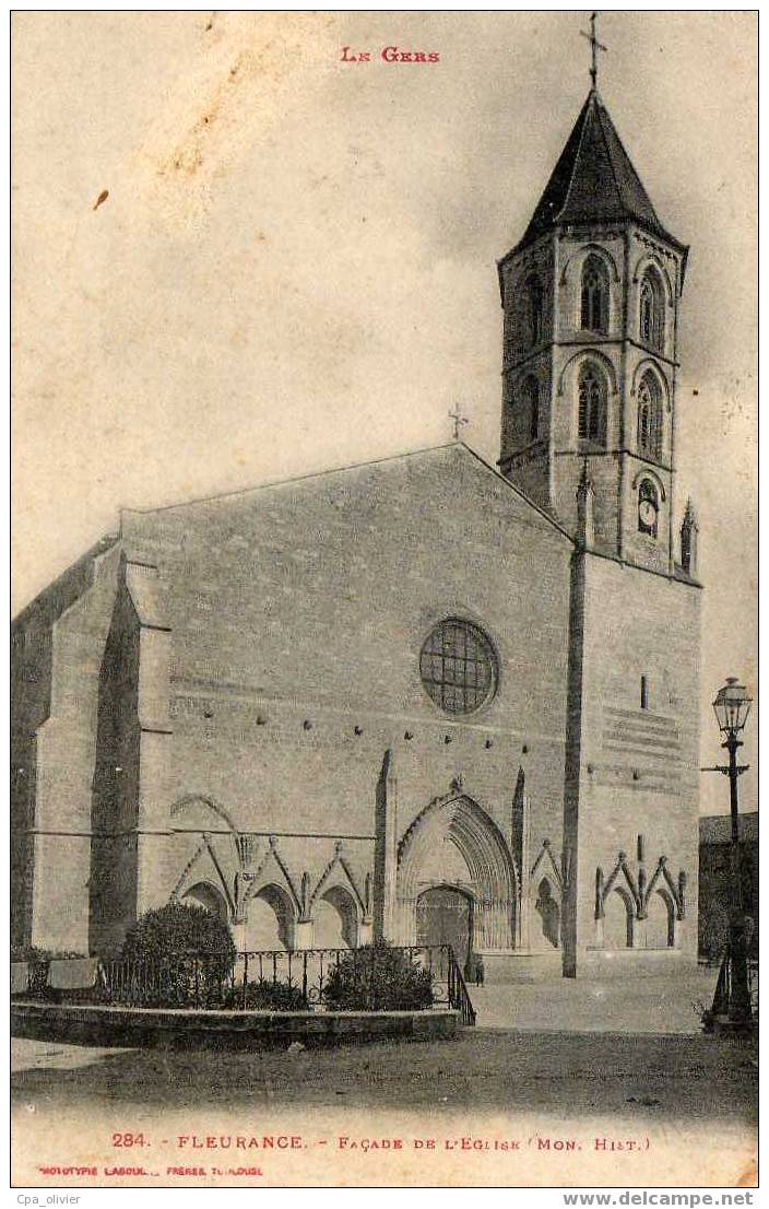 32 FLEURANCE Eglise, Facade, Monument Historique, Ed Labouche 284, Gers, 1917 - Fleurance
