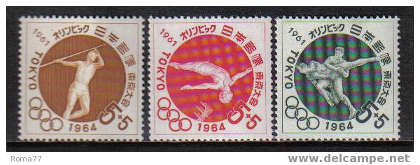 MB266 - GIAPPONE , OLIMPIADI TOKYO 1964 : N. 689/91 *** - Summer 1964: Tokyo