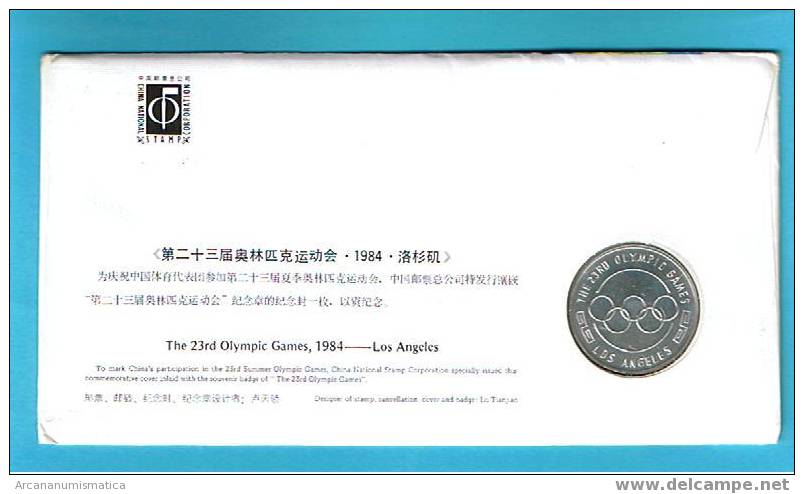 CHINA  Sobre FDC Primer Dia Circulacion LOS ANGELES Moneda Más Sobre   DL-7232 - Chine