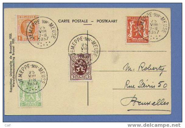 190+278+418A+419 Op Kaart Met Cirkelstempel  JEMEPPE-SUR-MEUSE - 1922-1927 Houyoux