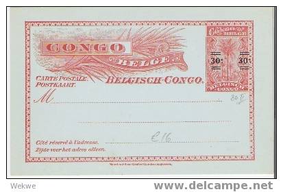 Bg032 / Congo – Ganzsache 30 C Auf 10 C – Asher 80 II – Ungebraucht - Stamped Stationery