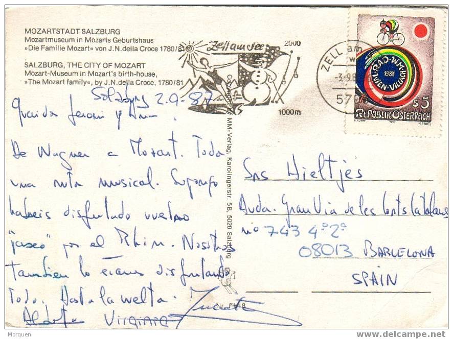 Postal ZELL AM SEE  (Austria) 1987 - Cartas & Documentos