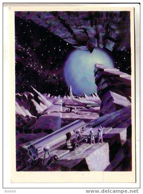 NICE USSR " SPACE " Themes POSTCARD 1963 - SPACE FANTASY " Moon - Earth " - Space