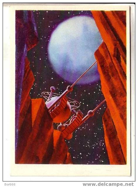 NICE USSR " SPACE " Themes POSTCARD 1963 - SPACE FANTASY " Moon Cranny " - Space