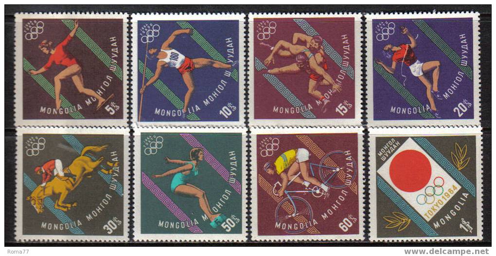 MB282 - MONGOLIA , OLIMPIADI TOKYO 1964 : N. 313/320   *** - Sommer 1964: Tokio