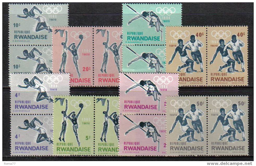 MB283 - RWANDA , OLIMPIADI TOKYO 1964 : N. 76/83 COPPIA   *** - Sommer 1964: Tokio