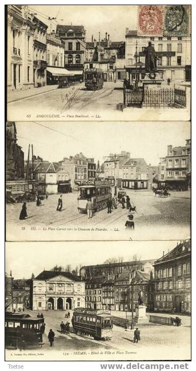 3 Cartes Avec Tram ( Publicité AMER PICON ) - Tramways