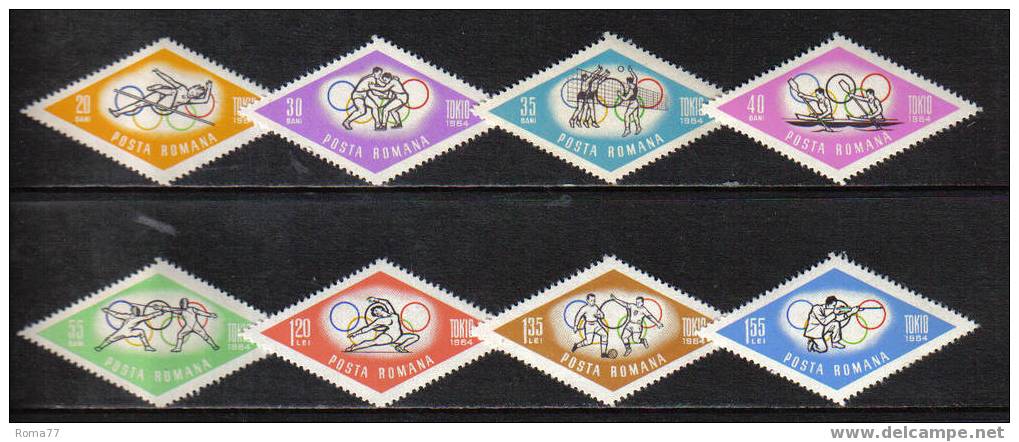 MB299a - ROMANIA , OLIMPIADI TOKYO 1964 : N. 2024/2031  *** - Summer 1964: Tokyo