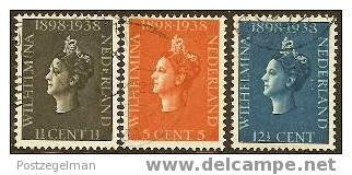 NEDERLAND 1938 Gebruikte Jubileum Zegels 318-320 #699 - Used Stamps
