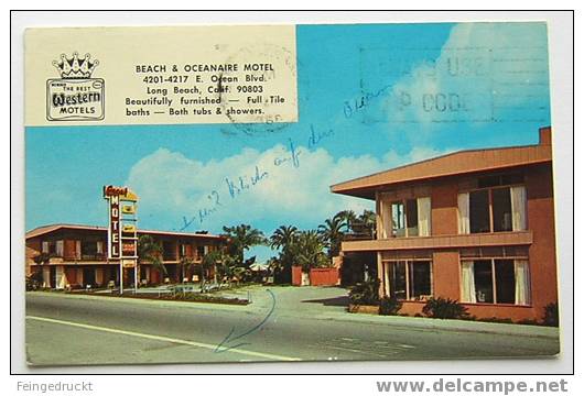 D 2129 - Beach & Oceanaire Motel, Long Beach, Calif. - CAk, Gelaufen - Long Beach