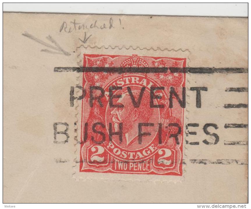 Au012 /  AUSTRALIEN -1936 King George 2P (Retuschiert), Bedarfsbrief-  Nach St. KildaThema Feuer (Prevent Bushfires) - Briefe U. Dokumente