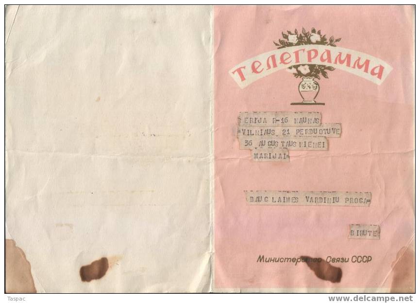 Russia / Soviet Union 1958 Telegram - Roses In Vase - Cartas & Documentos