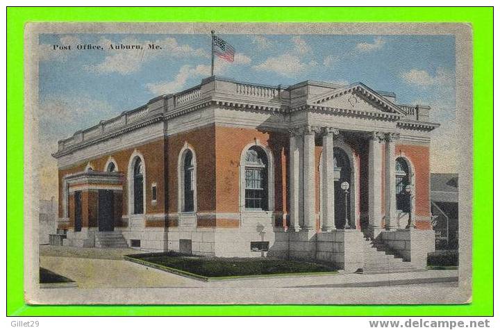AUBURN, ME. - POST OFFICE - CARD TRAVEL IN 1920 - PINE TREE STATE POST CARDS - - Auburn