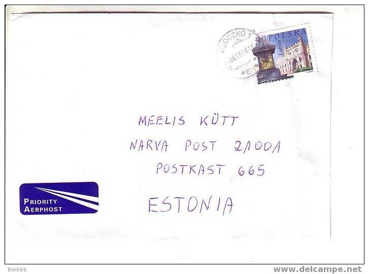 GOOD POSTAL COVER POLAND - ESTONIA 2006 - Architecture Lublin - Cartas & Documentos