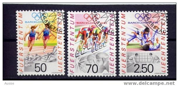 Liechtenstein 1992 Yvertn° 976-78 (°) Used  Cote 6,50 Euro J.O. Barcelona - Zomer 1992: Barcelona