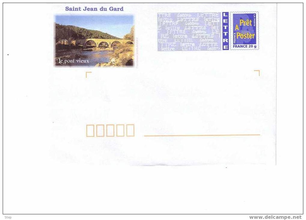 PAP SAINT JEAN DU GARD (GARD) : Le PONT VIEUX  Format CARRE - PAP : Bijwerking /Logo Bleu