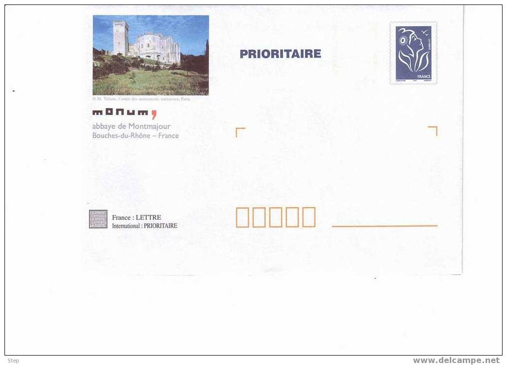 PAP PRIORITAIRE TSC ABBAYE DE MONTMAJOUR (BOUCHES DU RHONE) Timbre LAMOUCHE BLEU Format CARRE - Prêts-à-poster:Stamped On Demand & Semi-official Overprinting (1995-...)