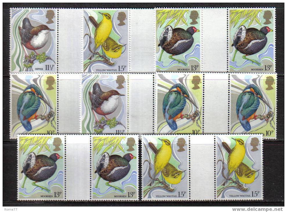 MA109 - GRAN BRETAGNA 1980, UCCELLI : SERIE 922/5 COPPIE CON PONTE  *** - Unused Stamps