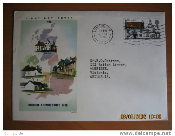 Great Britain 1970 British Architecture FDC - Zonder Classificatie